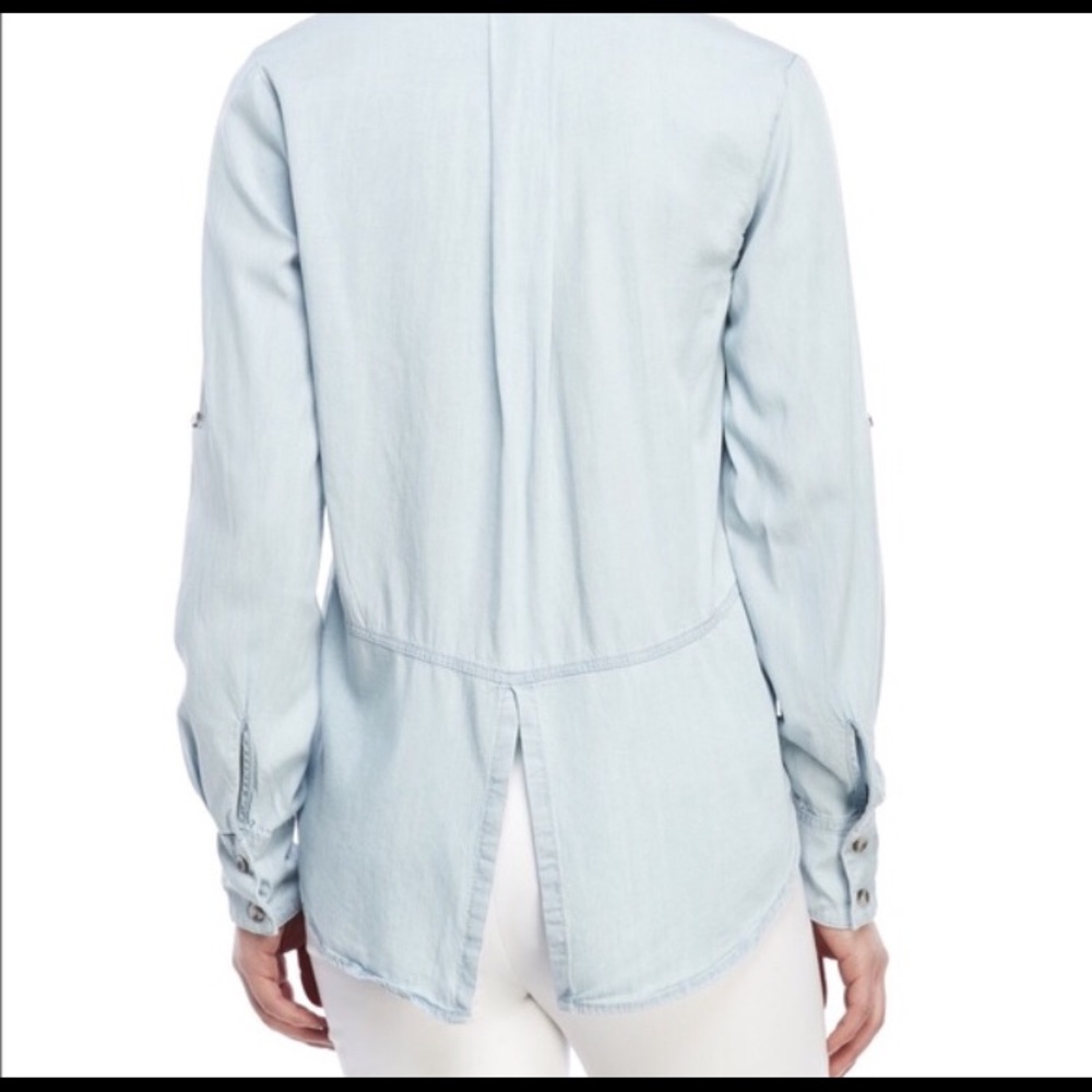 Chambray Split Back Button Up Top - Picture 11 of 11